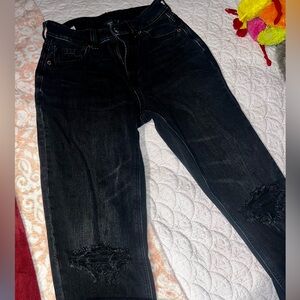 American Eagle Strigid Super High-Waisted Distressed Jeans - Size 000 Regular